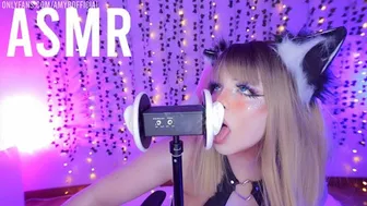 ASMR AMY B | KAWAII ANIME GIRL EAR LICKING 3DIO *wet sounds, mouth sounds, kissing, lollipop**