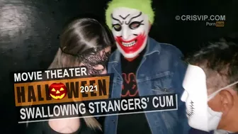Cristina Almeida swallows stranger’s cum in the movie theater. Halloween 2021 | Subtitles in English