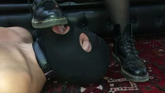 Lick dirty boots, nylon footjob, cum on nylon feet