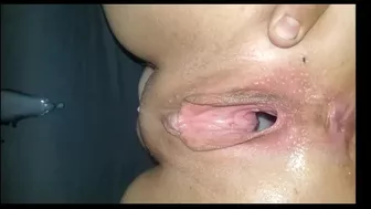 Hubby reclaims wife after massive bbc dildo creampie