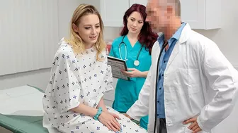 Slender Blonde Patient Lets Perv Doctor And His Hot Ass Nurse To Stretch Her Tight Teen Pussy