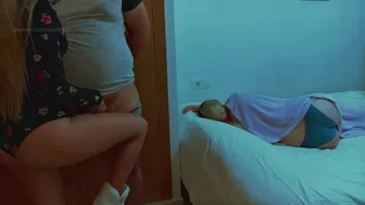 While my Stepsister is in bed, I blow her boyfriend and semen on my tits