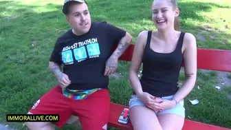 HOT TEEN w/ PERFECT PEACH & PHAT CLIT TIFFANY TATUM MEETS FUNNY BROTHERS at PARK & GETS CREAMPIE!