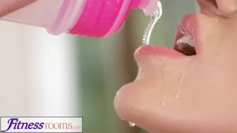 Fitness Rooms Cock hungry blonde Russian MILF deepthroats gym instructor