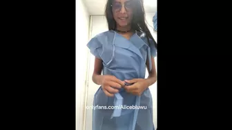 petite brunette latina strips off hospital gown to show off her sexy naked body