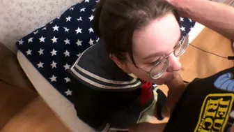 Divorced a schoolgirl with a double tongue for blowjob|split|blowjob|double tongue|tongue splitting|