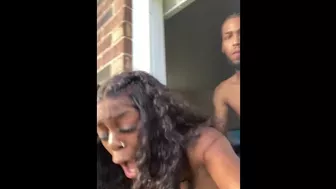 Fucking me outside the window while people drive by