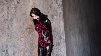 Ballet boots, rope bondage and latex catsuit