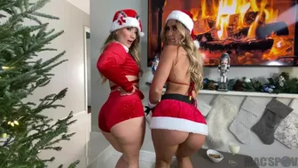Big Dick Santa Fucks TWO PAWGS under the Tree for Christmas - Kelsi Monroe N AJ Applegate -