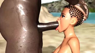 Sexy ebony gets fucked by a black guy on the savage island