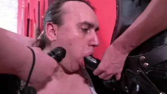 Two gorgeous Dominatrices in latex fuck a maid in all holes. Strapon sucking, pegging. FULL VIDEO!