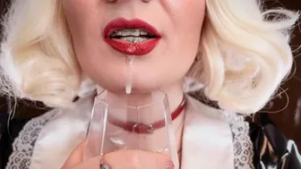 Saliva fetish and golden shower pee video - my first pee video ever! Arya Grander - FemDom POV dirty