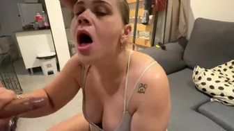 I clean my friend's apartment, and I clean his cock and he fucks me hard, anal cumshot