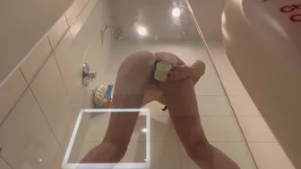 College Babe Rides a Large Dildo In The Shower