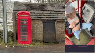 Cumming hard in public red telephone box with Lush remote controlled vibrator in English countryside