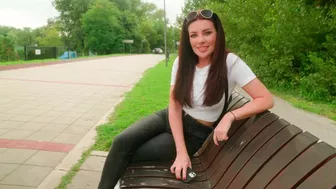 Risky blowjob in the park with cum in the mouth