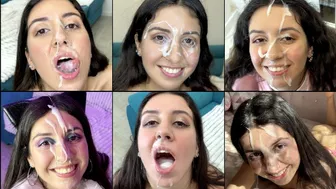 Cum on face compilation, cum in mouth, cum swallowing, a lot of cum on face