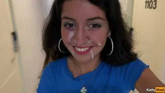 I'm lost a game and went for a walk outside with cum on my face - Cumwalk