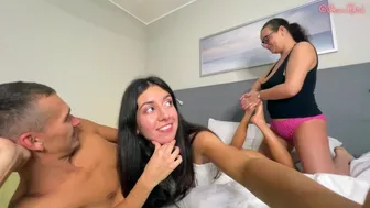 Busty housewife sucks cunt, licks legs and shoves her tongue up beautiful Mistress' ass!