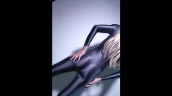 WEARING GLOSSY SHINY CATSUIT BODYSUIT OPEN CROTCH MY ROOMIE CAN´T AVOID TO TOUCH AND FUCK ME