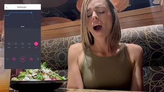 Cumming hard in public restaurant with Lush remote controlled vibrator