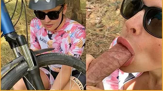 The girl on the bike sucked me on the street after I fixed her bike - Kate Kravets Outdoor Blowjob