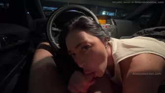 I sucked his cock феn the open parking lot. Risky public blowjob in car.