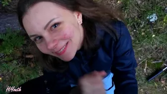 Risky Outdoor Blowjob. We were walking in the park. I saw a field. I decided to suck a dick