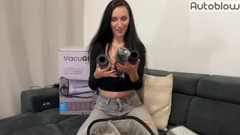 Eva gave a blowjob to a stranger and tested VacuGlide from Autoblow on him