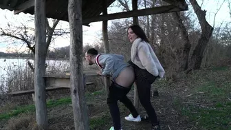 Public blowjob and pegging near the lake