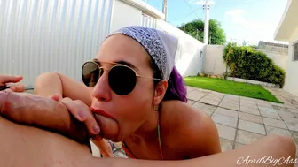 Creampie oral for my stepdaddy in the garden, pulsation cum in my mouth -4k 60fr-