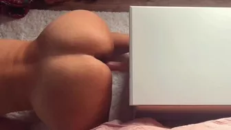 Naughty MILF with big ass mounts dildo and makes herself cum masturbating doggy style