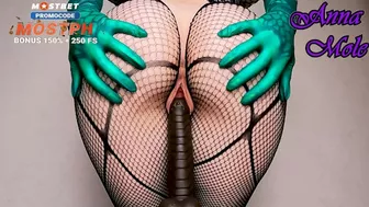 Latex Gloves on my Ass NO MOANING PAWG in BodyStockings Rides Dildo Sensually