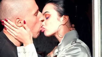 morning kisses with seductive stepdaughter in her room