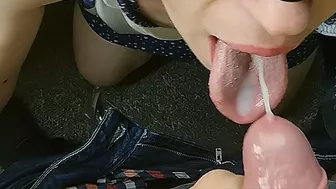 Amateur Gives Intense Blowjob and First Swallow Cum. Deep Blowjob POV