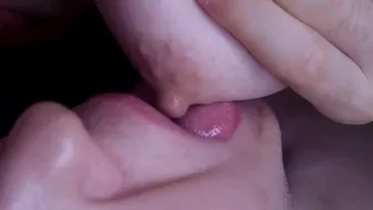 PLAYING WITH MY GIRL'S EXCITED NIPPLES AND LICKING TITS SLIPPYLY WHILE SHE RIDES MY COCK