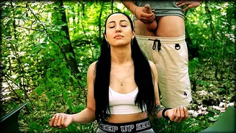 Freeuse Jerking on Ponytail Brunette during her Meditation - Huge Free Use Facial