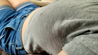 Touching Big Natural Boobs and Hard Nipples of Stranger Girl in the Car