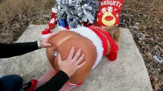 Hiker Caught on Horny Mrs. Claus while she MASTURBATES outdoors! He gets a HOLIDAY SURPRISE!