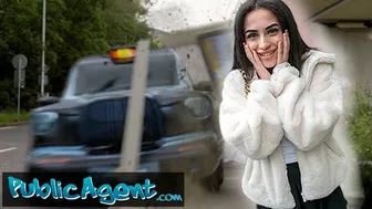 Public Agent petite British Brunette Sucks and Fucks after Nearly Getting Run Over by a Runaway Taxi