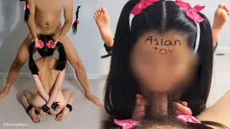 Asian Serving Her Masters Cock During A Blowjob Training Tied Up In Bondage - Hair Cutting BDSM