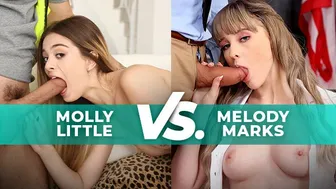 ADULT TIME - PLEASE FUCK MY MOUTH! Molly Little VS Melody Marks Face Off For SLOPPY BLOWJOB BATTLE!