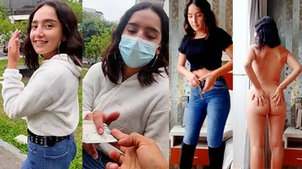 A pretty girl is caught on the street, agrees to be photographed and then gets fucked for money.