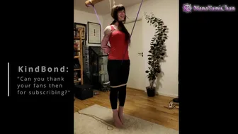 Crotch rope and neck rope predicament. Girl tiptoes as thanks for 500 subscribers!