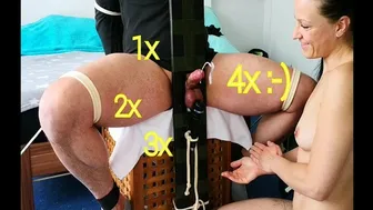 the sperm squirts and squirts and squirts :-) Femdom Pillory Milking Slave