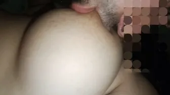 Breastfeeding my husband while we fuck, he is addicted to my big natural tits