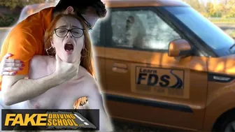Fake Driving School - British ginger babe Ella Hughes gets her perfect pussy fucked during driving l