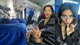 Pendeja de Lentes me hace correr 2 veces en el Bus