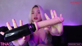 Tina Slick - Fucked myself so hard till I squirt with my big dildo machine | Honey Play Box