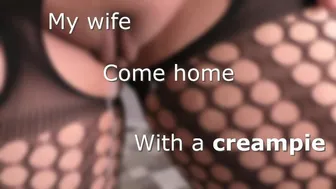 Cheating wife with a cum in pussy start riding on husband cock in sloppy seconds!